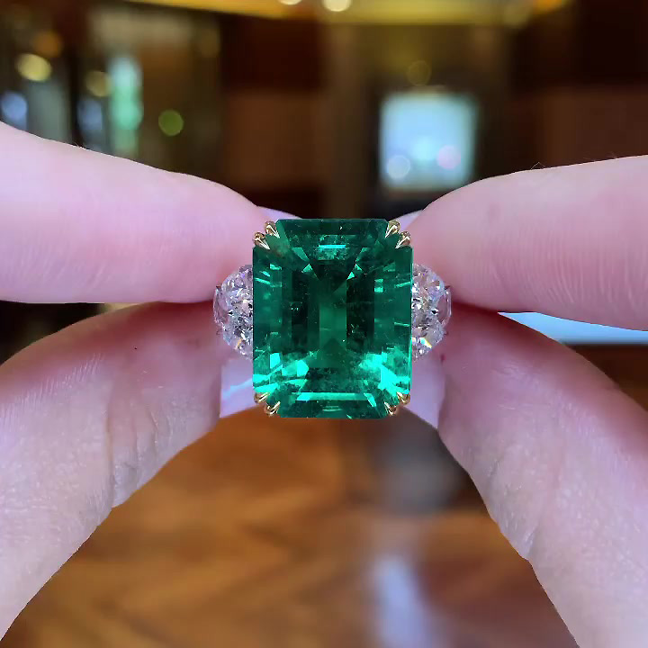 7ct Emerald Cut Emerald Sapphire Engagement Ring