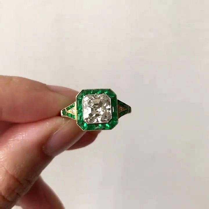 5ct Radiant Cut Emerald Sapphire Engagement Ring