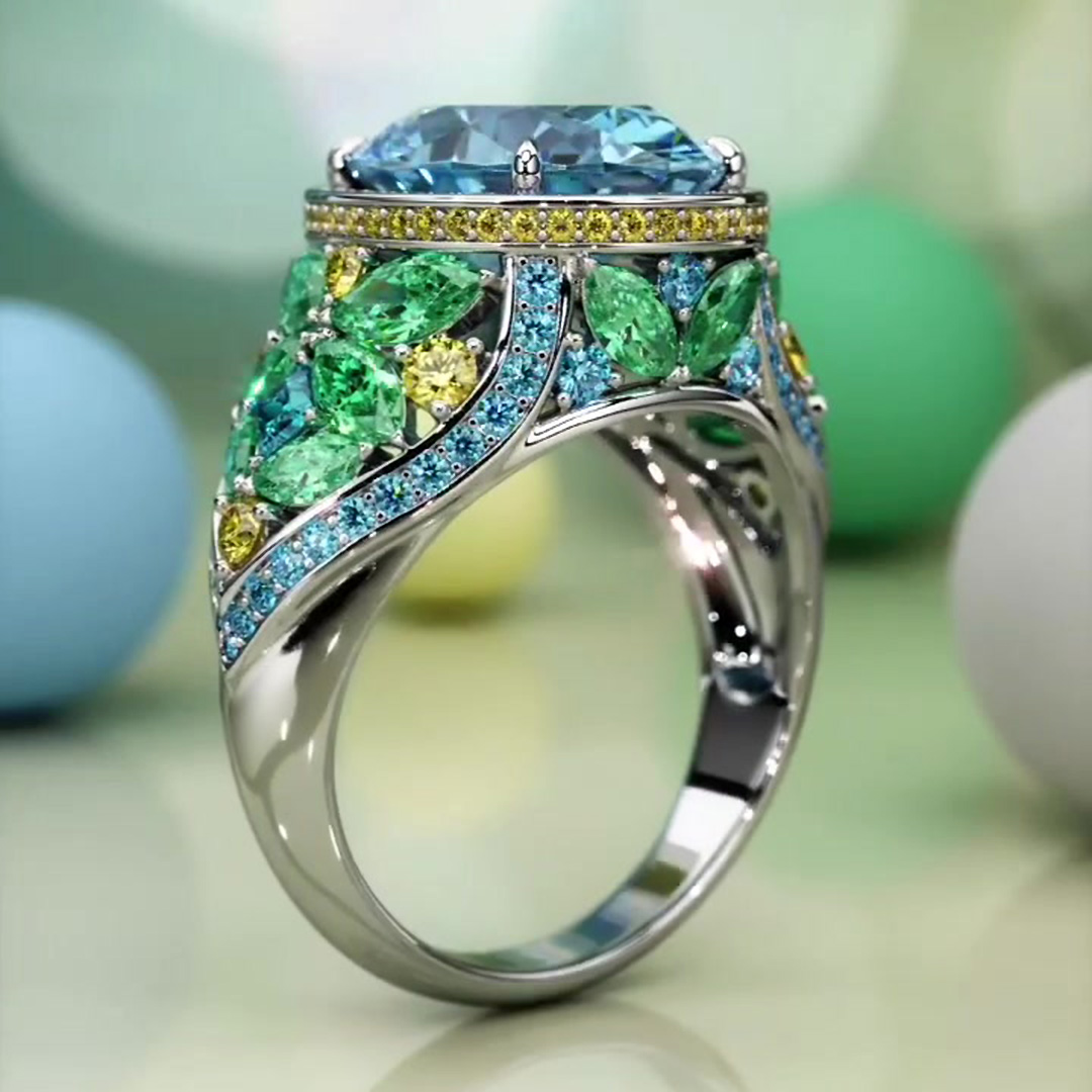 7ct Oval Cut Aquamarine Sapphire Engagement Ring