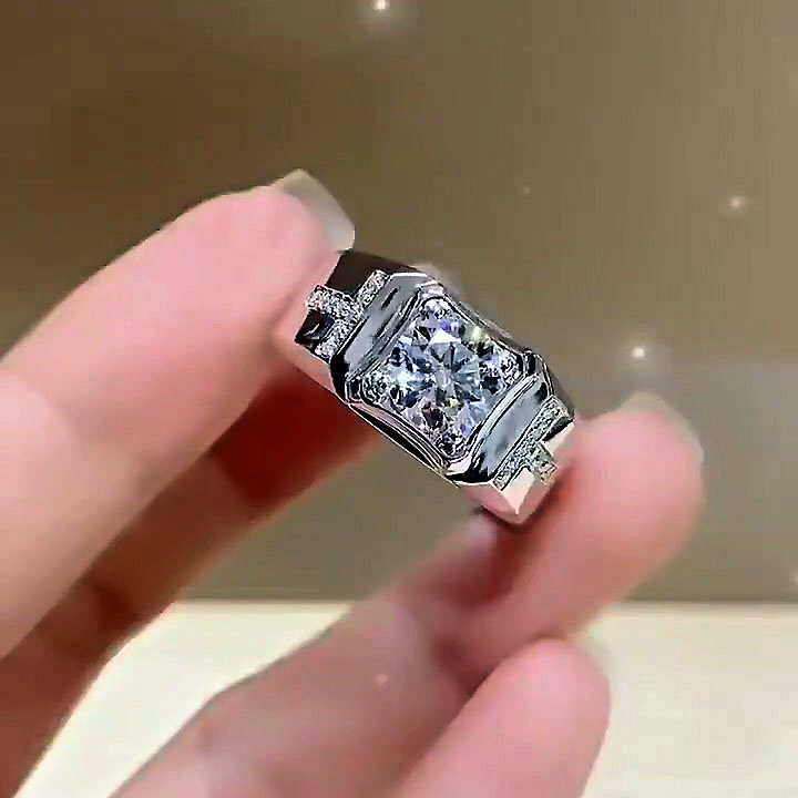 3ct Round Cut White Sapphire Men's Engagement Ring