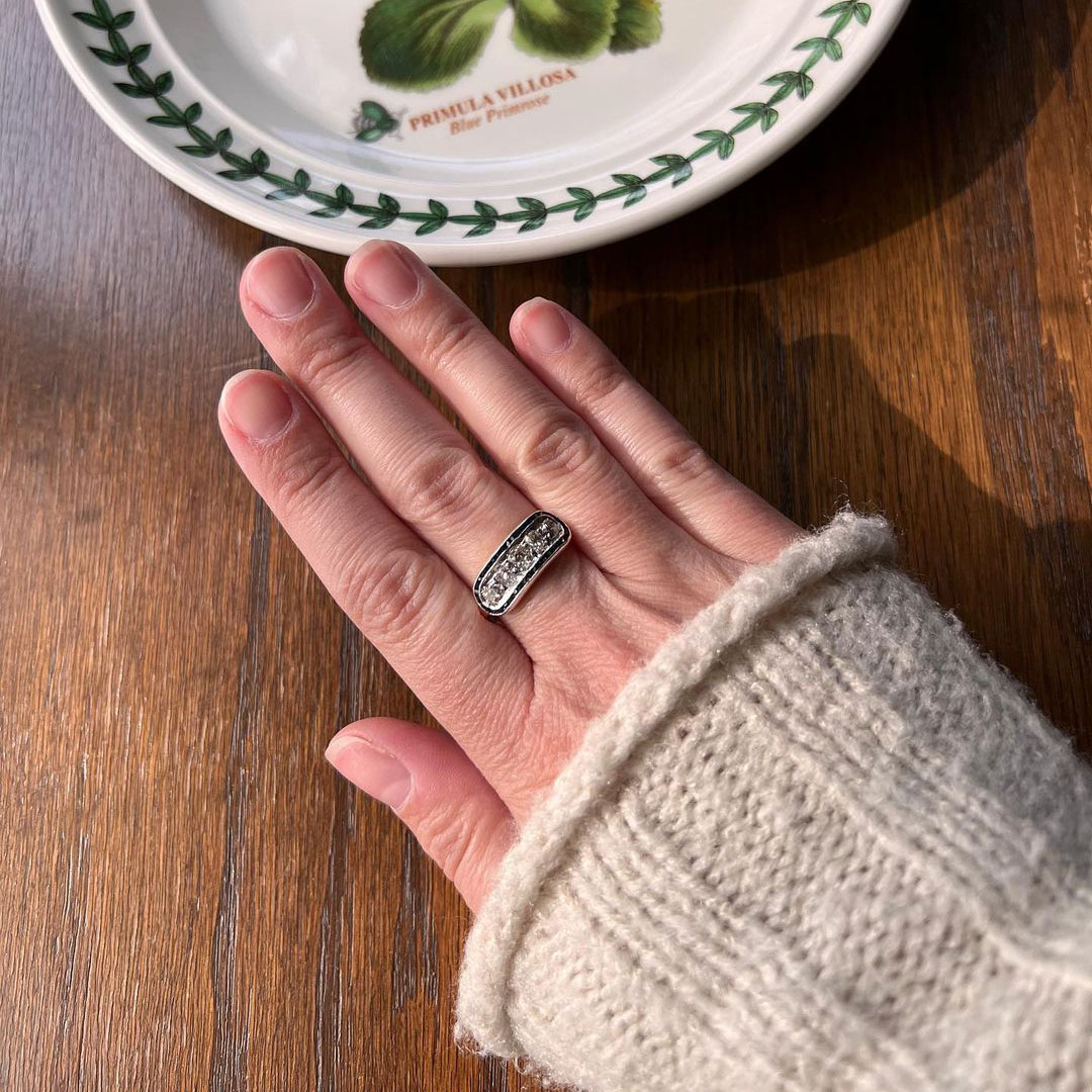 4.35ct Art Deco Round Cut Blue Sapphire Ring