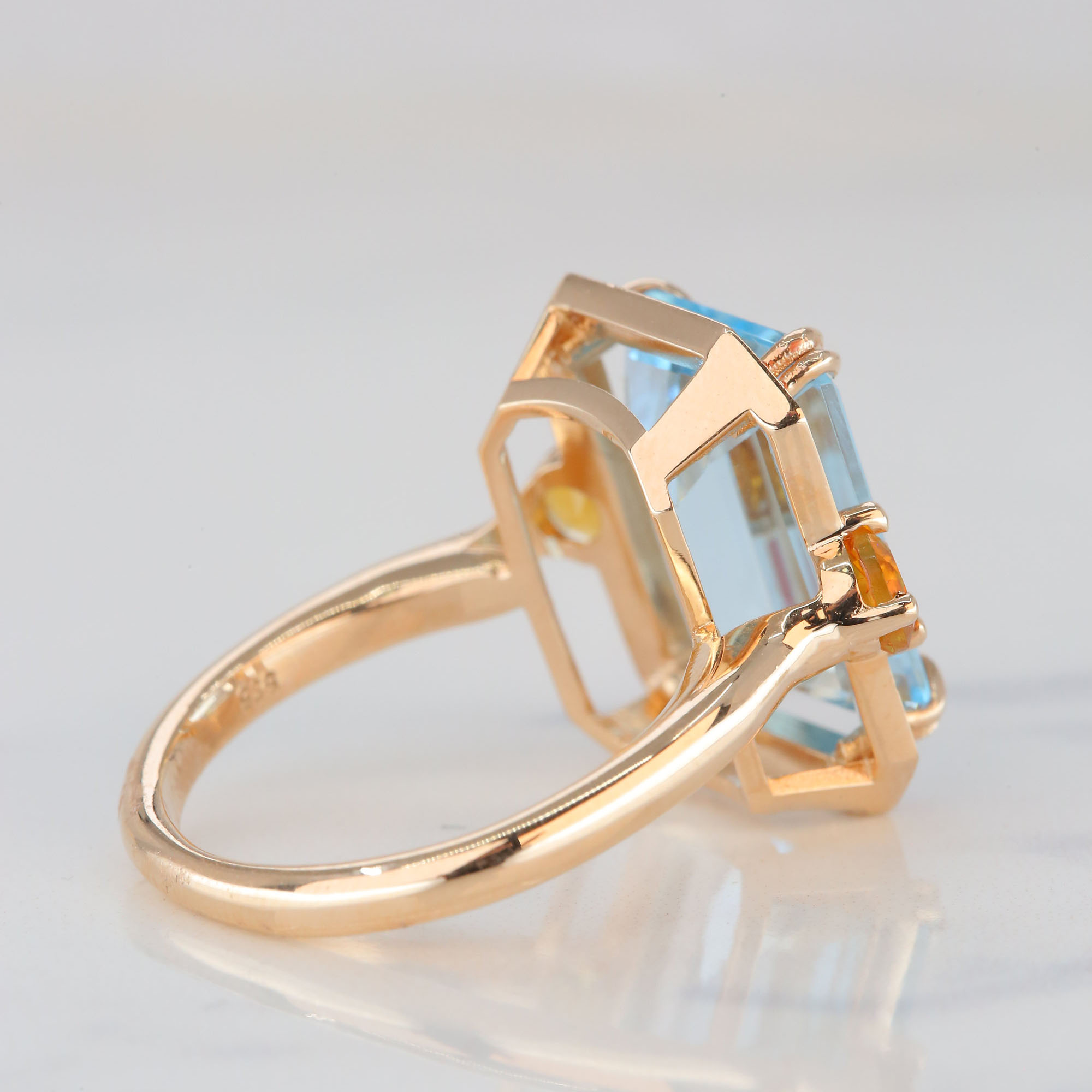 5ct Emerald Cut Aquamarine Sapphire Engagement Ring