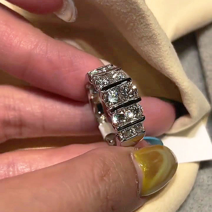 6.25ct Round Cut White Sapphire Eternity Ring