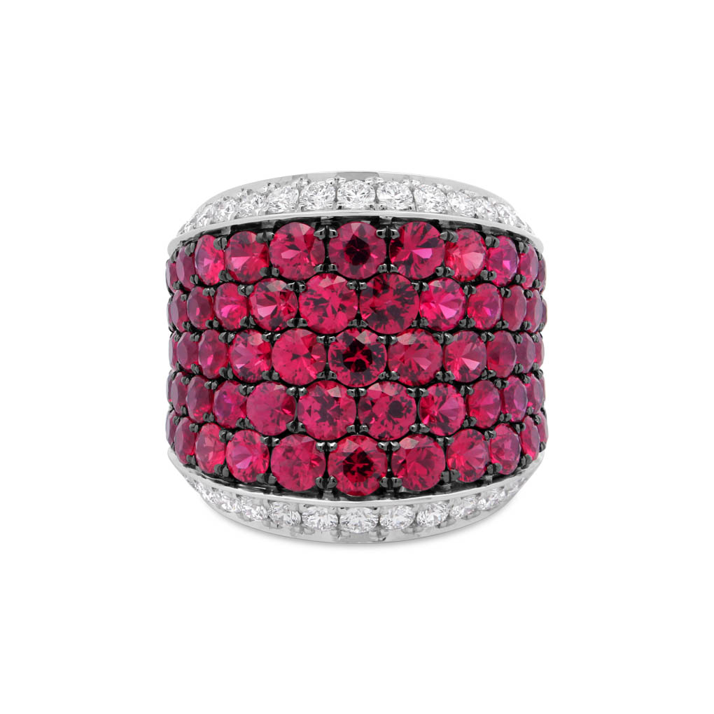 9.75ct Micro-pave Setting Round Cut Ruby Sapphire Eternity Ring