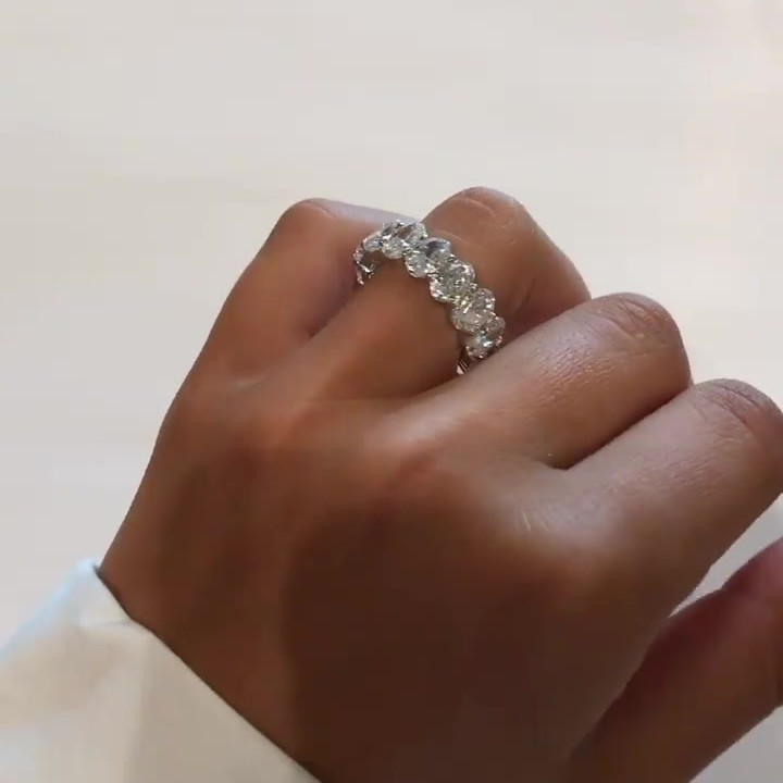 5.7ct Radiant & Oval Cut White Sapphire Wedding Band