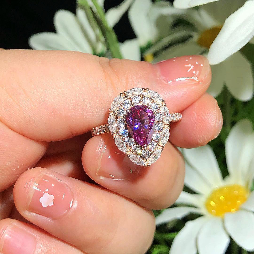 3ct Pear Cut Pink Sapphire Engagement Ring