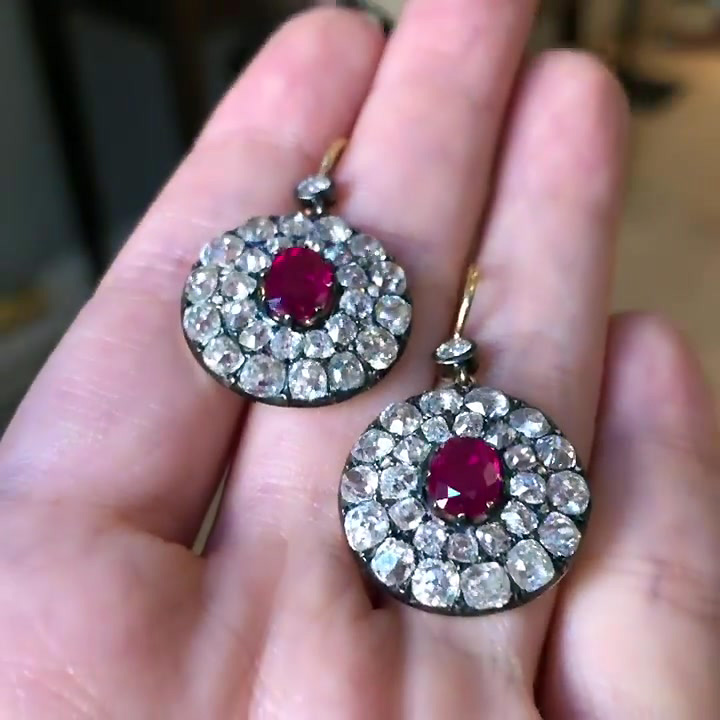 Oval Cut Ruby Sapphire Drop Earrings