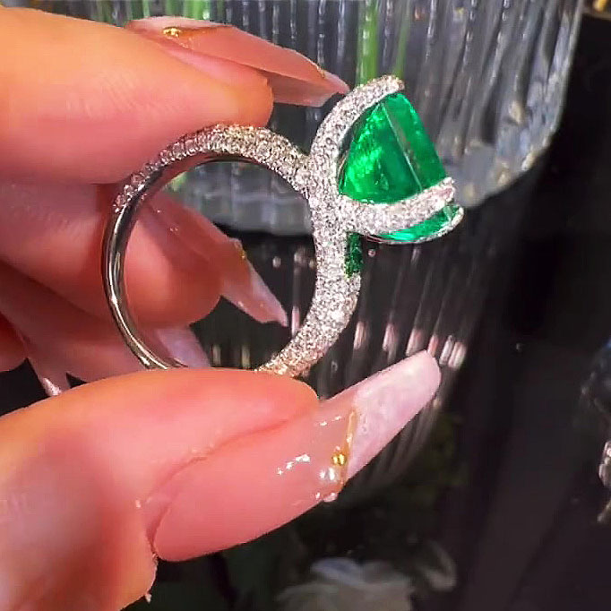 7ct Radiant Cut Emerald Sapphire Engagement Ring