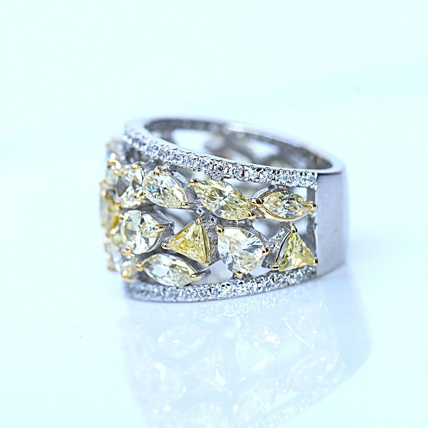 10ct Irregular Cut Yellow Sapphire Cocktail Ring