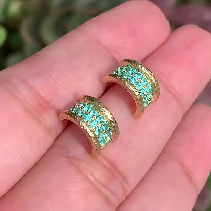 Round Cut Aquamarine Sapphire Stud Earrings