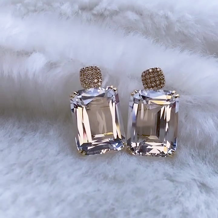 Cushion Cut White Sapphire Drop Earrings