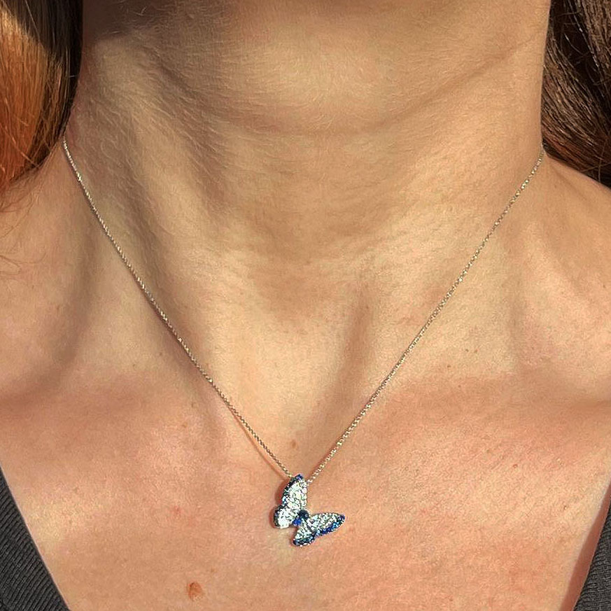 Round Cut Blue Sapphire Pendant Necklace