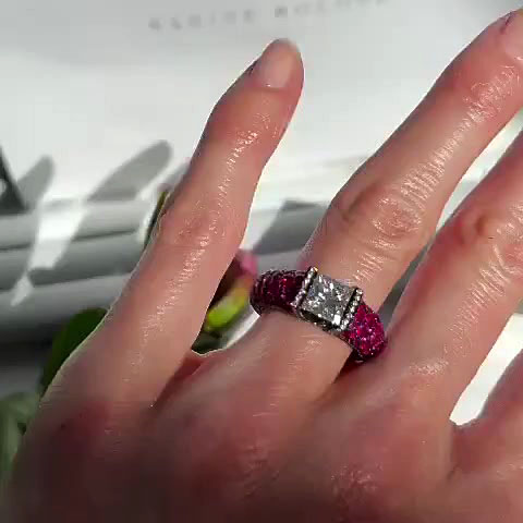 4ct Princess Cut Ruby Sapphire Engagement Ring