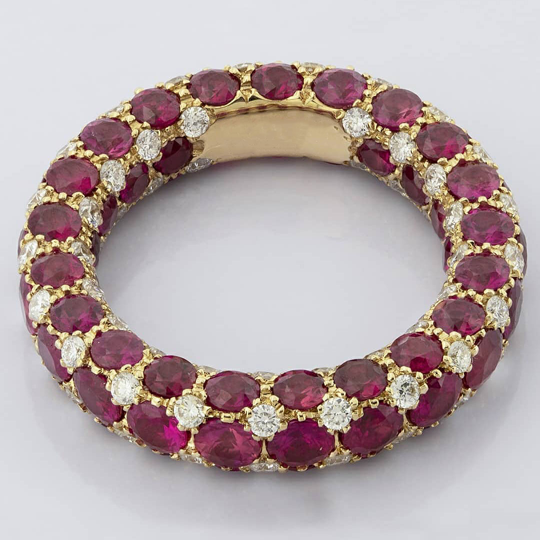 3.75ct Oval Cut Ruby Sapphire Eternity Ring
