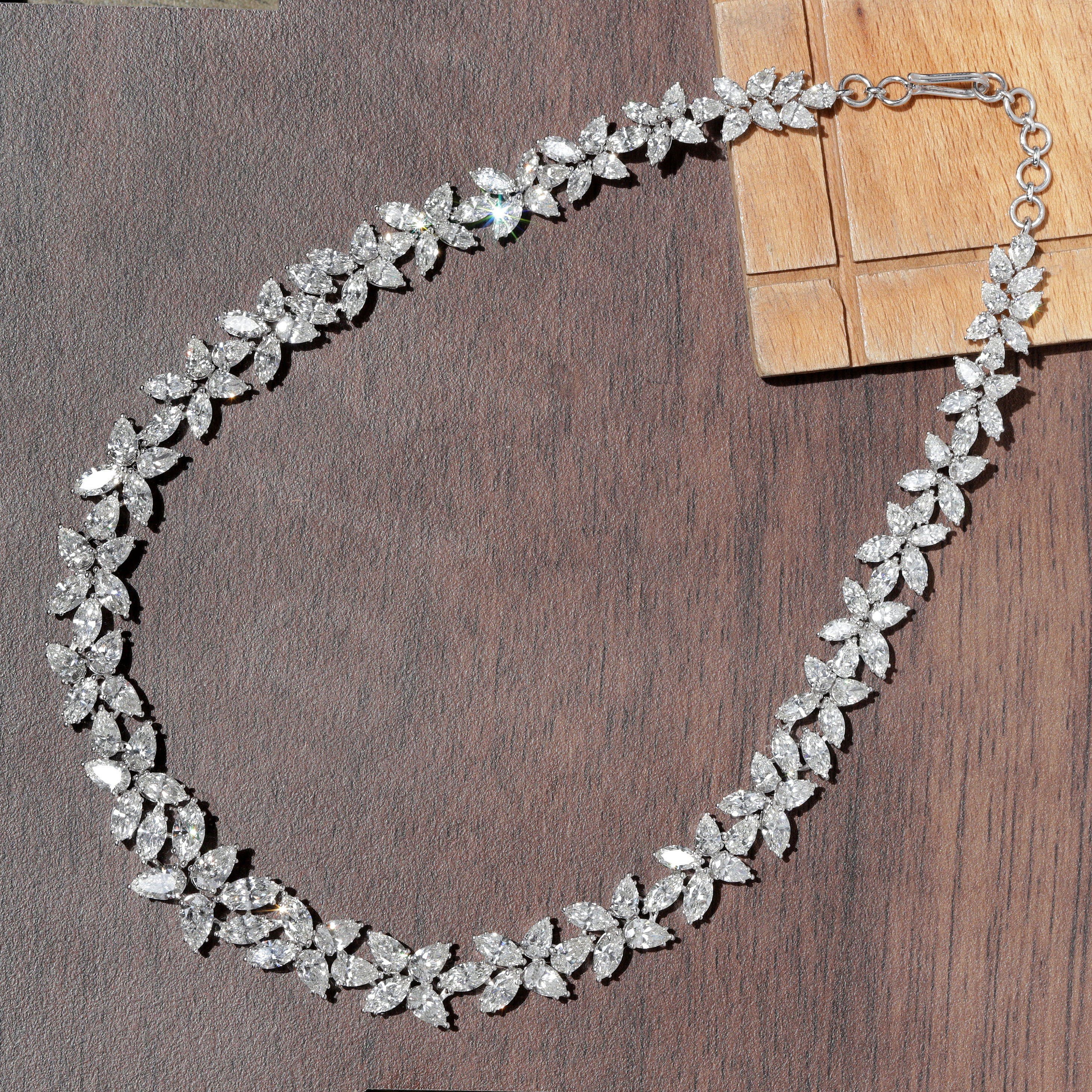 Marquise&Pear Cut White Sapphire Necklace