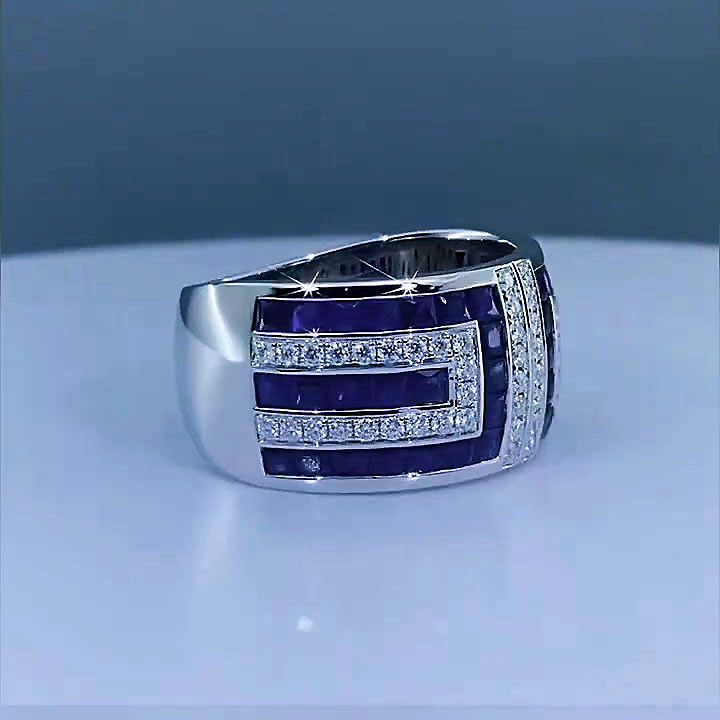 6.75ct Double-tone Sapphire Men's Eternity Ring