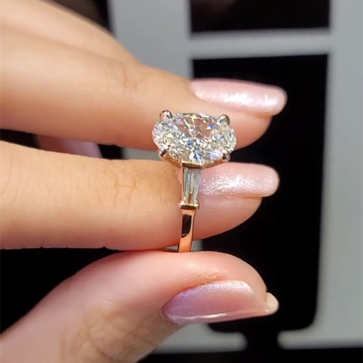 3ct Oval Cut White Sapphire Wedding Ring