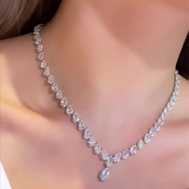 Pear Cut White Sapphire Necklace