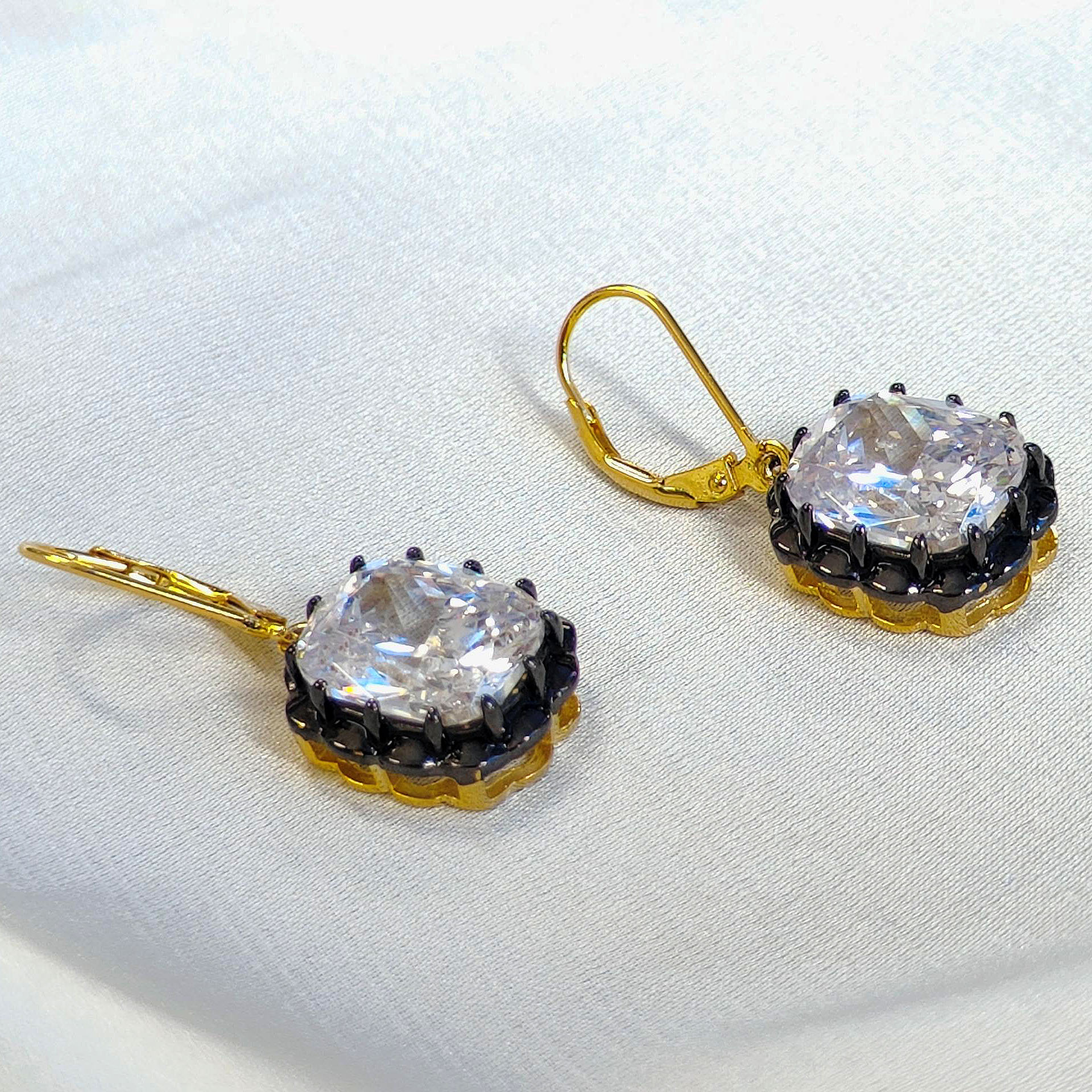 Art Deco Cushion Cut White Sapphire Drop Earrings