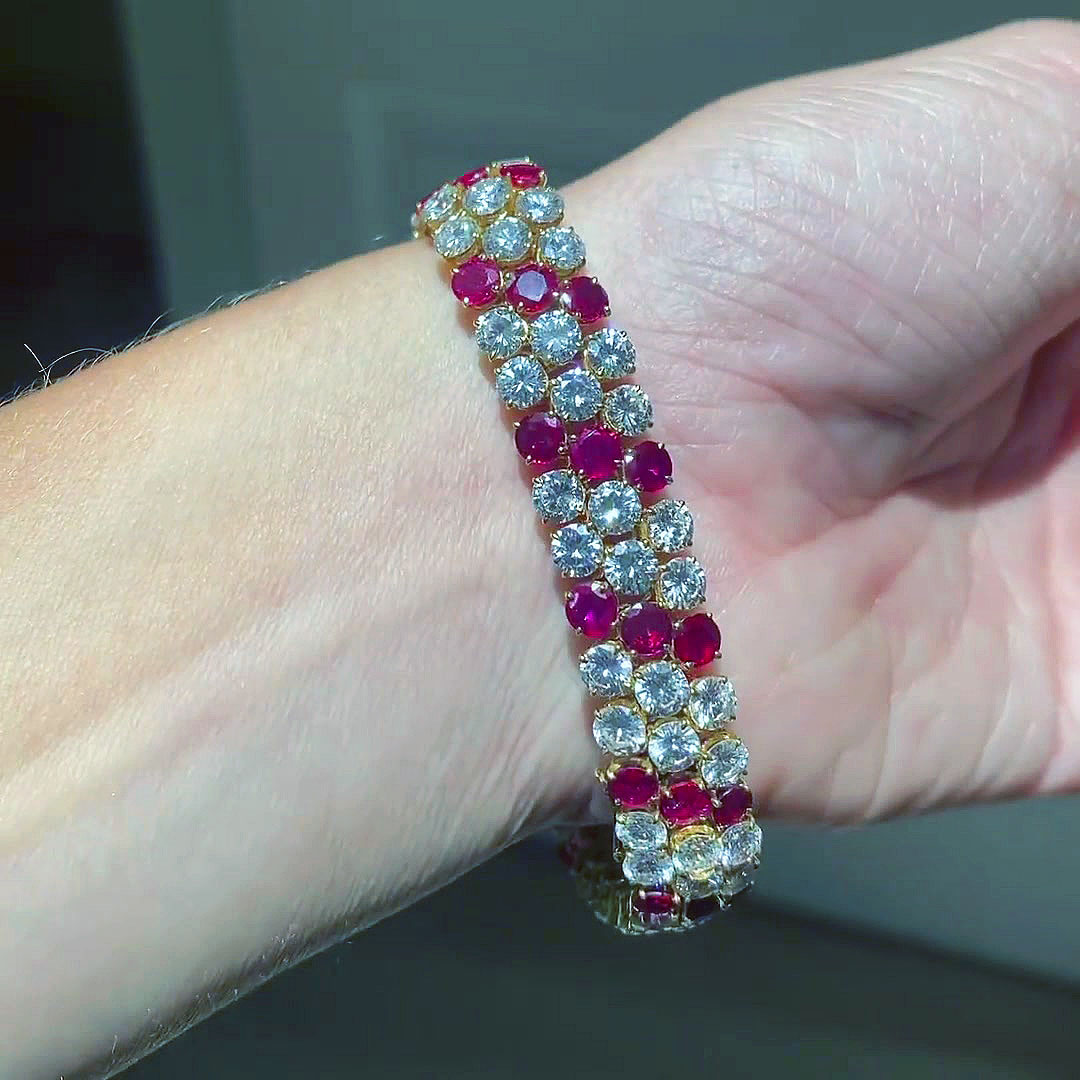 Round Cut Ruby Sapphire Bracelet