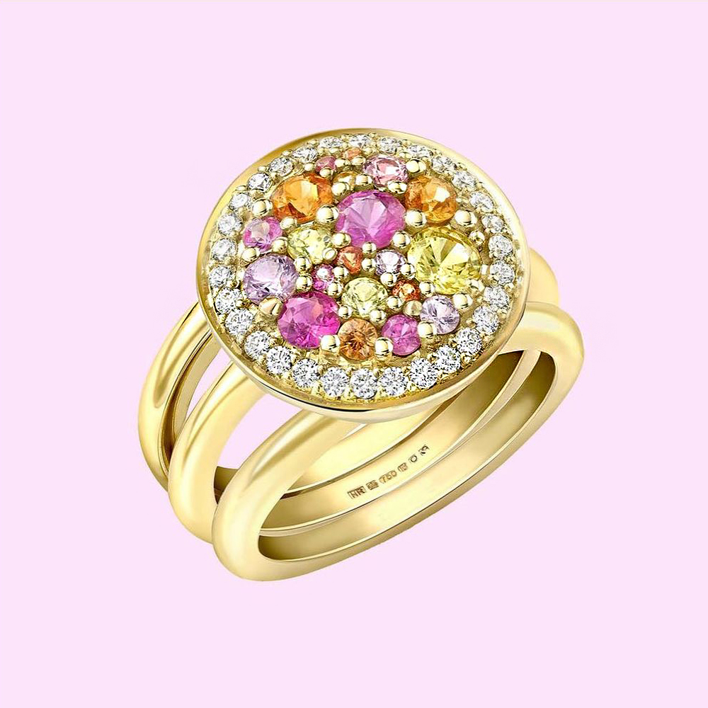 5.75ct Round Cut Rainbow Sapphire Wedding Set