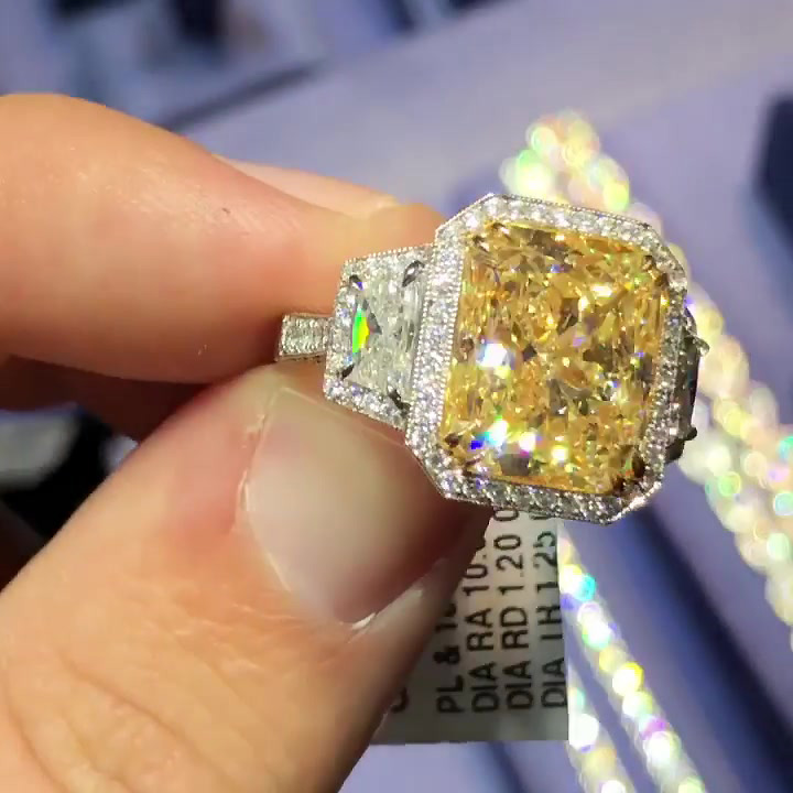 10ct Radiant Cut Yellow Sapphire Engagement Ring