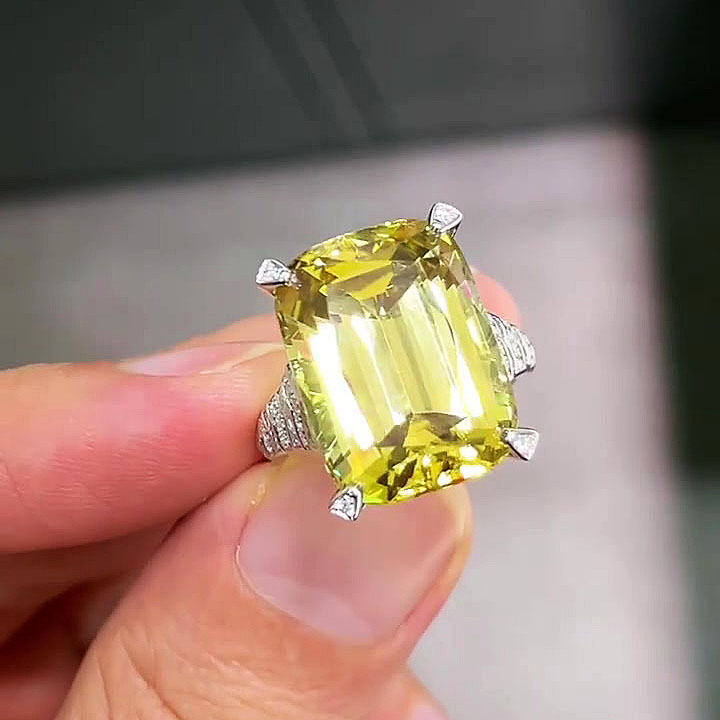 6ct Cushion Cut Yellow Sapphire Engagement Ring