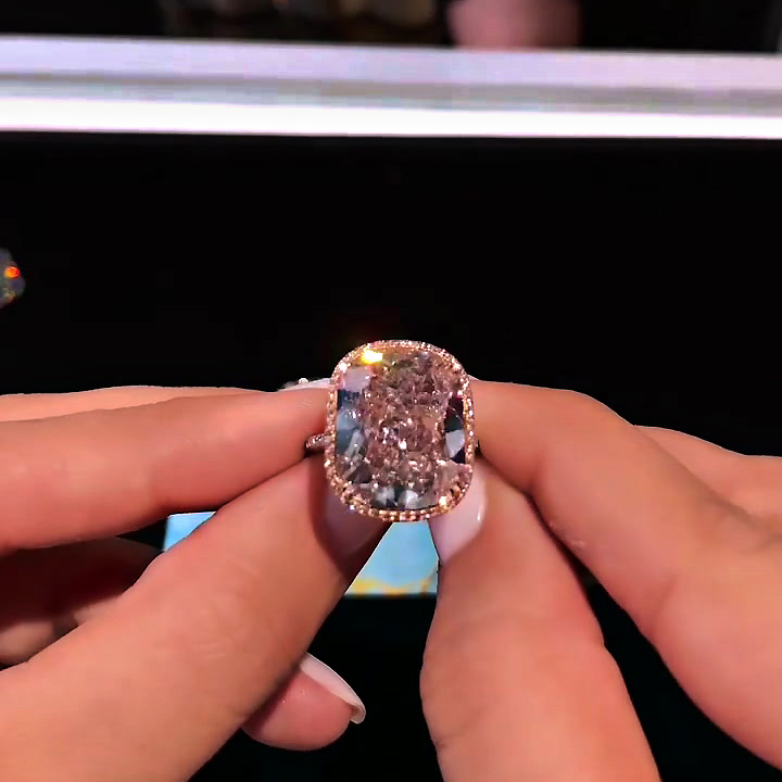 10ct Cushion Cut Pink Sapphire Engagement Ring