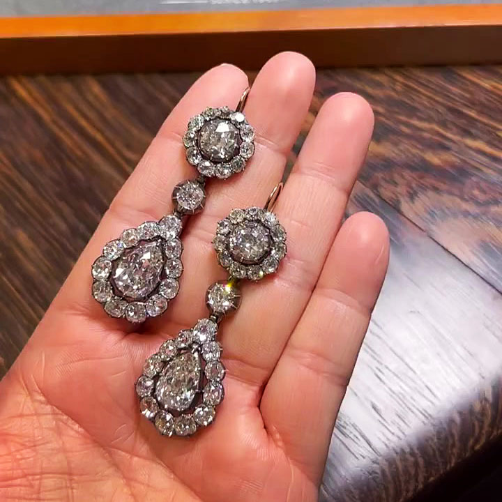 Vintage Design Pear Cut White Sapphire Drop Earrings