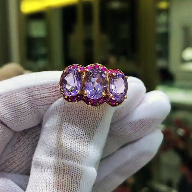 6.25ct Oval Cut Amethyst Sapphire Eternity Ring