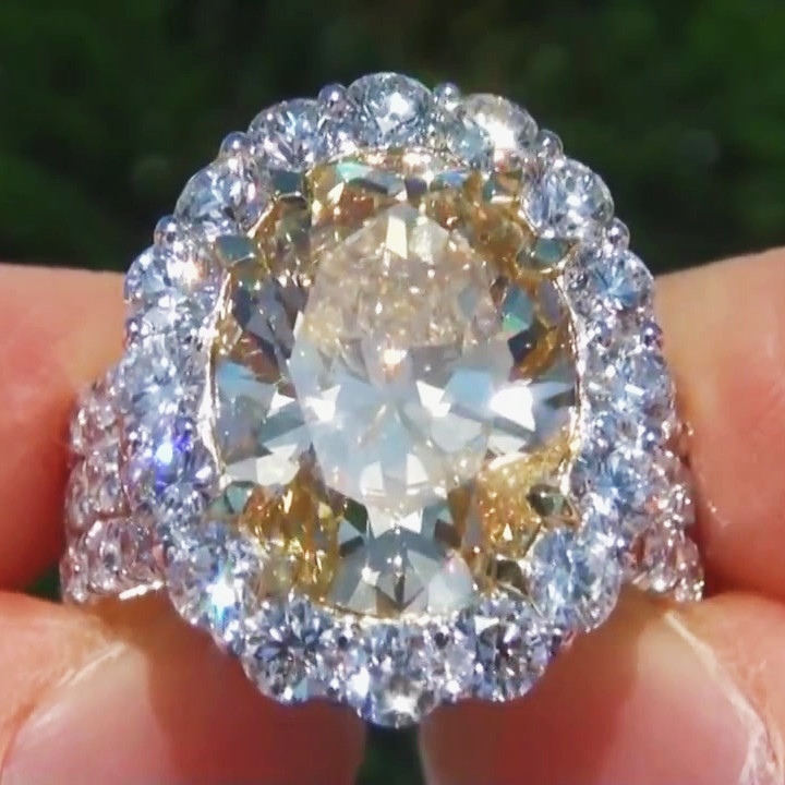 9ct Oval Cut Yellow Sapphire Engagement Ring