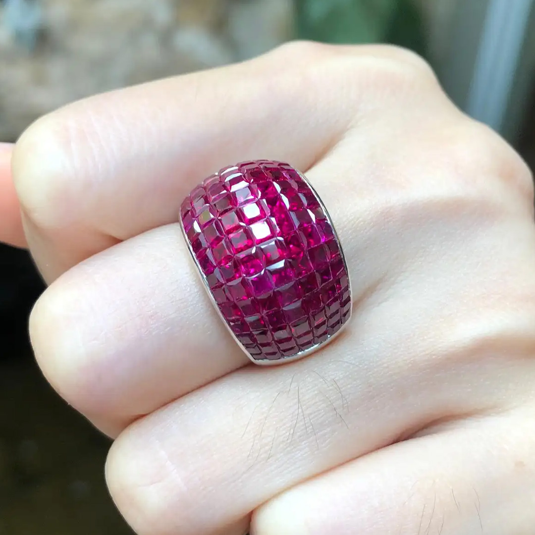 8.35ct Princess Cut Ruby Sapphire Cocktail Ring