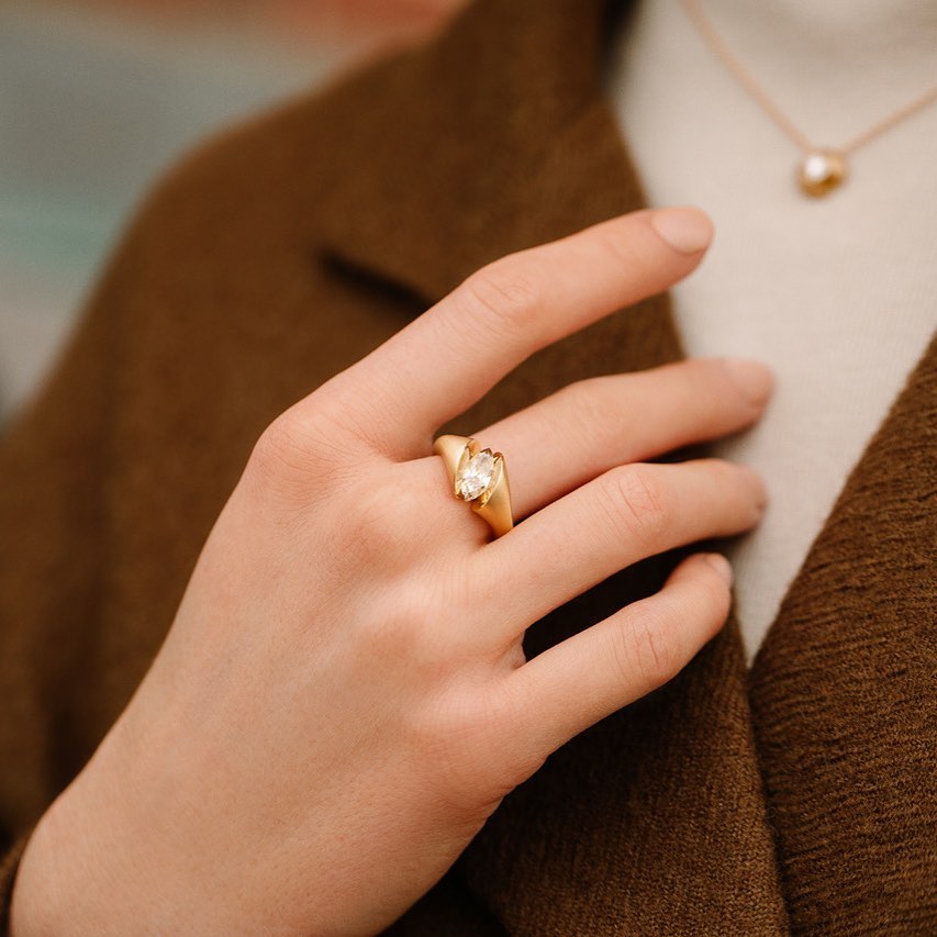 3ct Unique Design Marquise Cut White Sapphire Engagement Ring