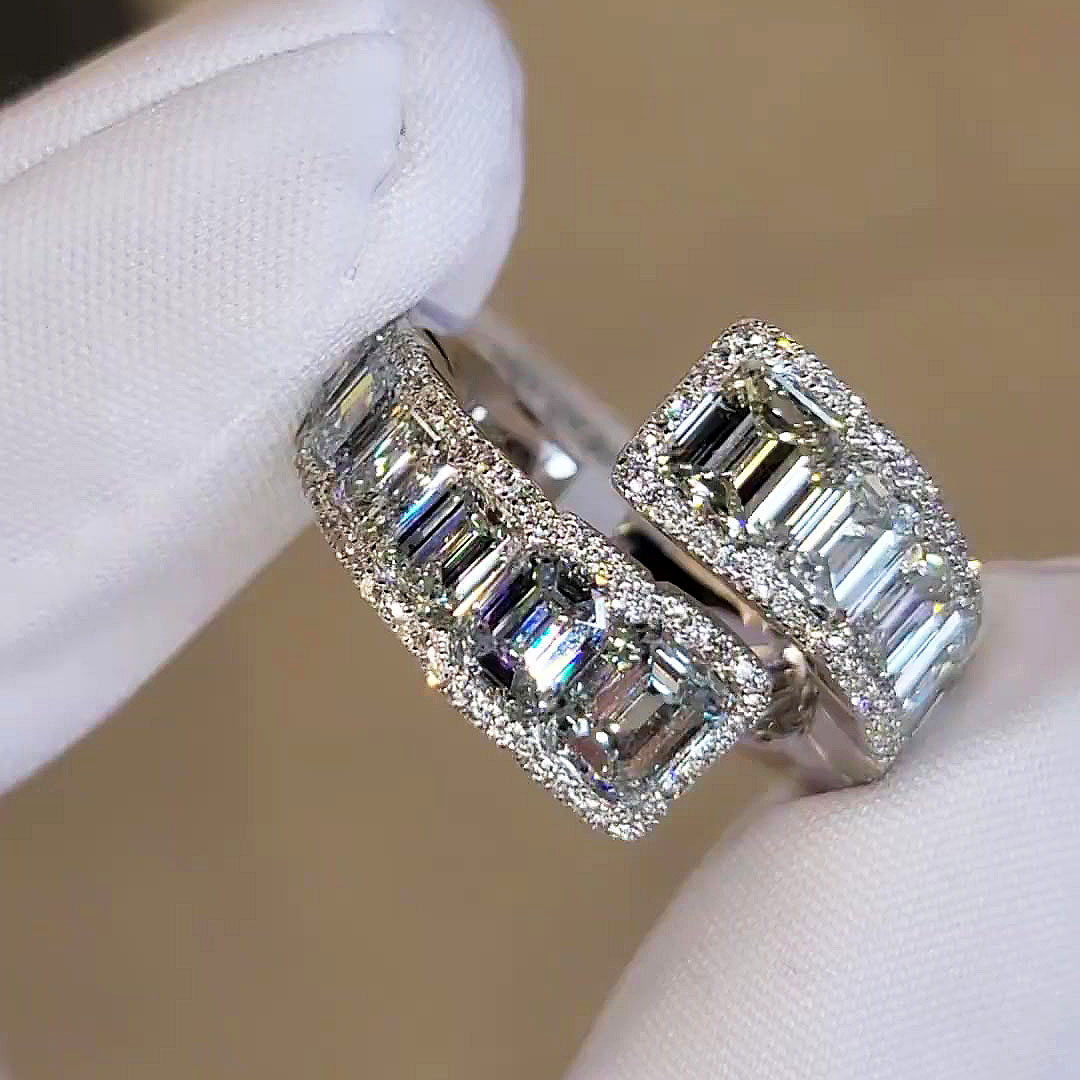 6ct Emerald Cut White Sapphire Eternity Ring