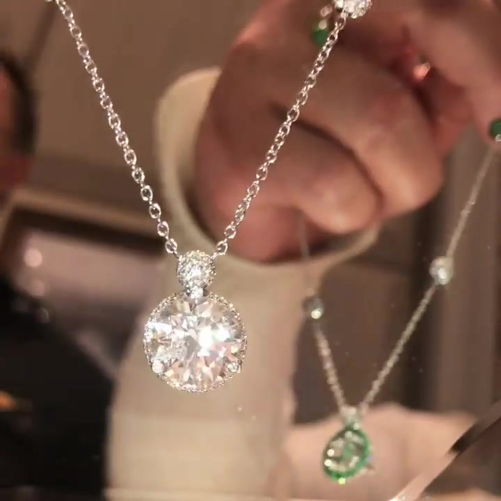 Round Cut White Sapphire Pendant Necklace