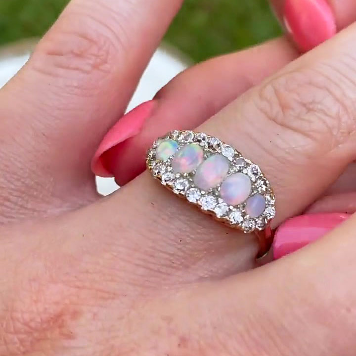 3.75ct Oval Cut Opal Sapphire Eternity Ring