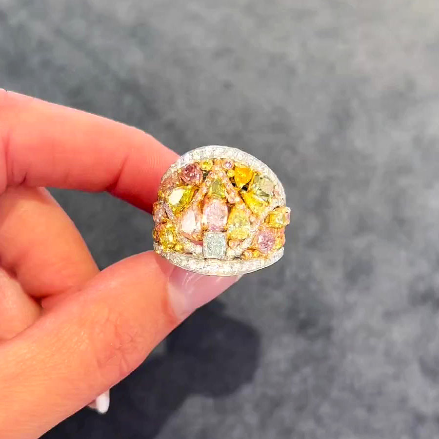 8ct Irregular Cut Rainbow Sapphire Eternity Ring