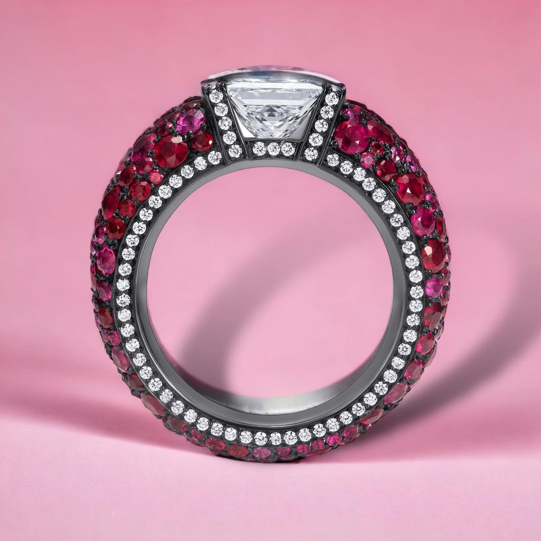 4ct Princess Cut Ruby Sapphire Engagement Ring