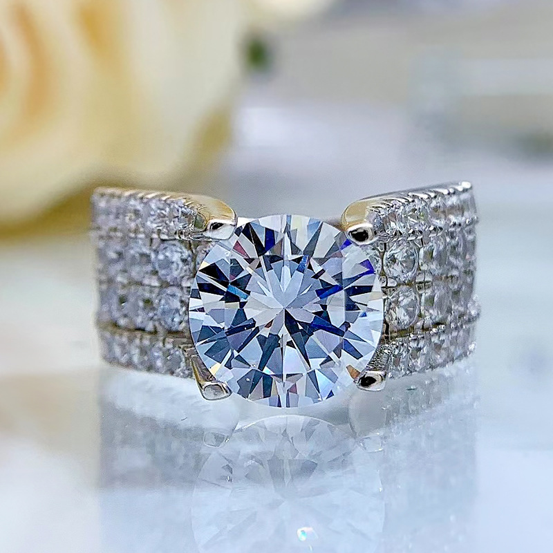 4.2ct Round Cut White Sapphire Engagement Ring