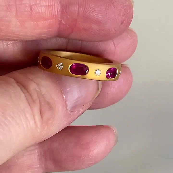 3ct Bezel Setting Oval Cut Ruby Sapphire Eternity Ring