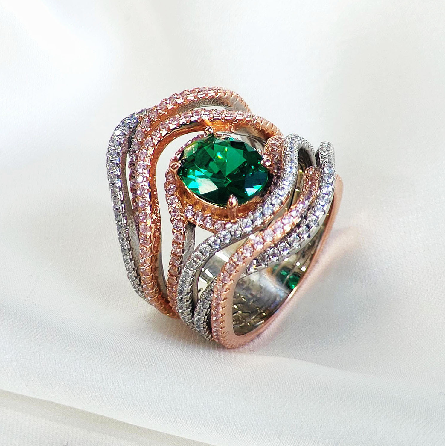 3ct Oval Cut Emerald Sapphire Engagement Ring