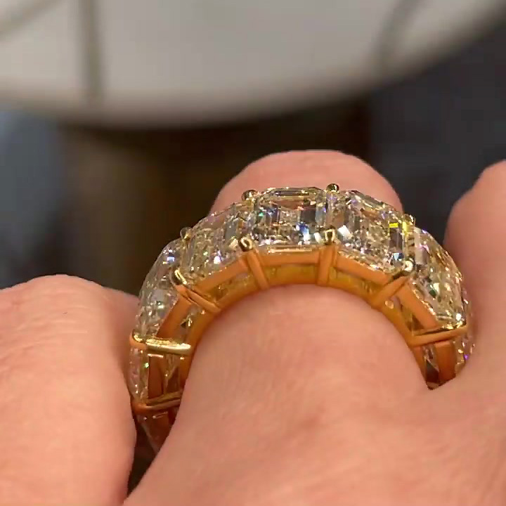 7.95ct Emerald Cut White Sapphire Eternity Ring