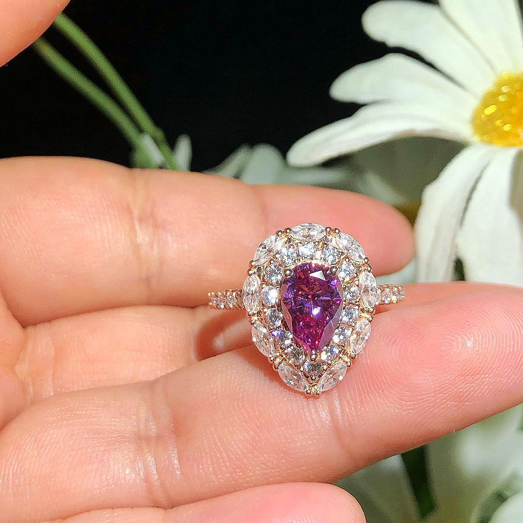 3ct Pear Cut Pink Sapphire Engagement Ring
