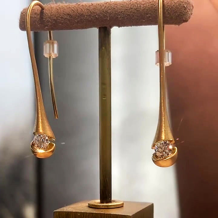 Round Cut White Sapphire Drop Earrings