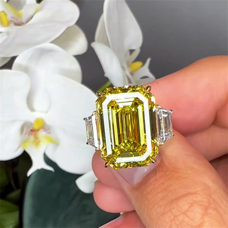 6ct Emerald Cut Yellow Sapphire Engagement Ring