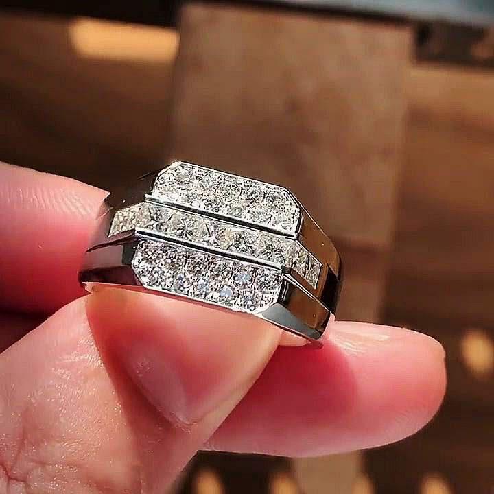 5.65ct Round Cut White Sapphire Men's Eternity Ring