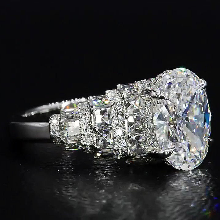 7ct Oval Cut White Sapphire Engagement Ring