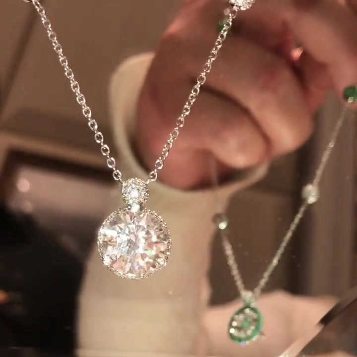 Round Cut White Sapphire Pendant Necklace