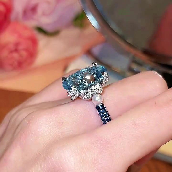 5ct Oval Cut Aquamarine Sapphire Engagement Ring