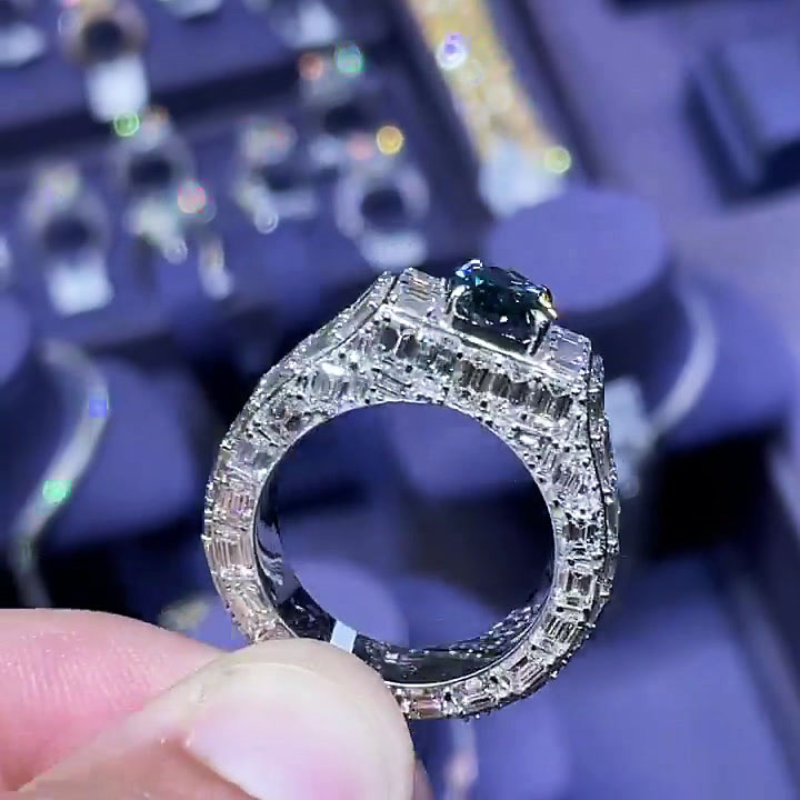 5ct Oval Cut Blue Sapphire Men's Engagement Ring